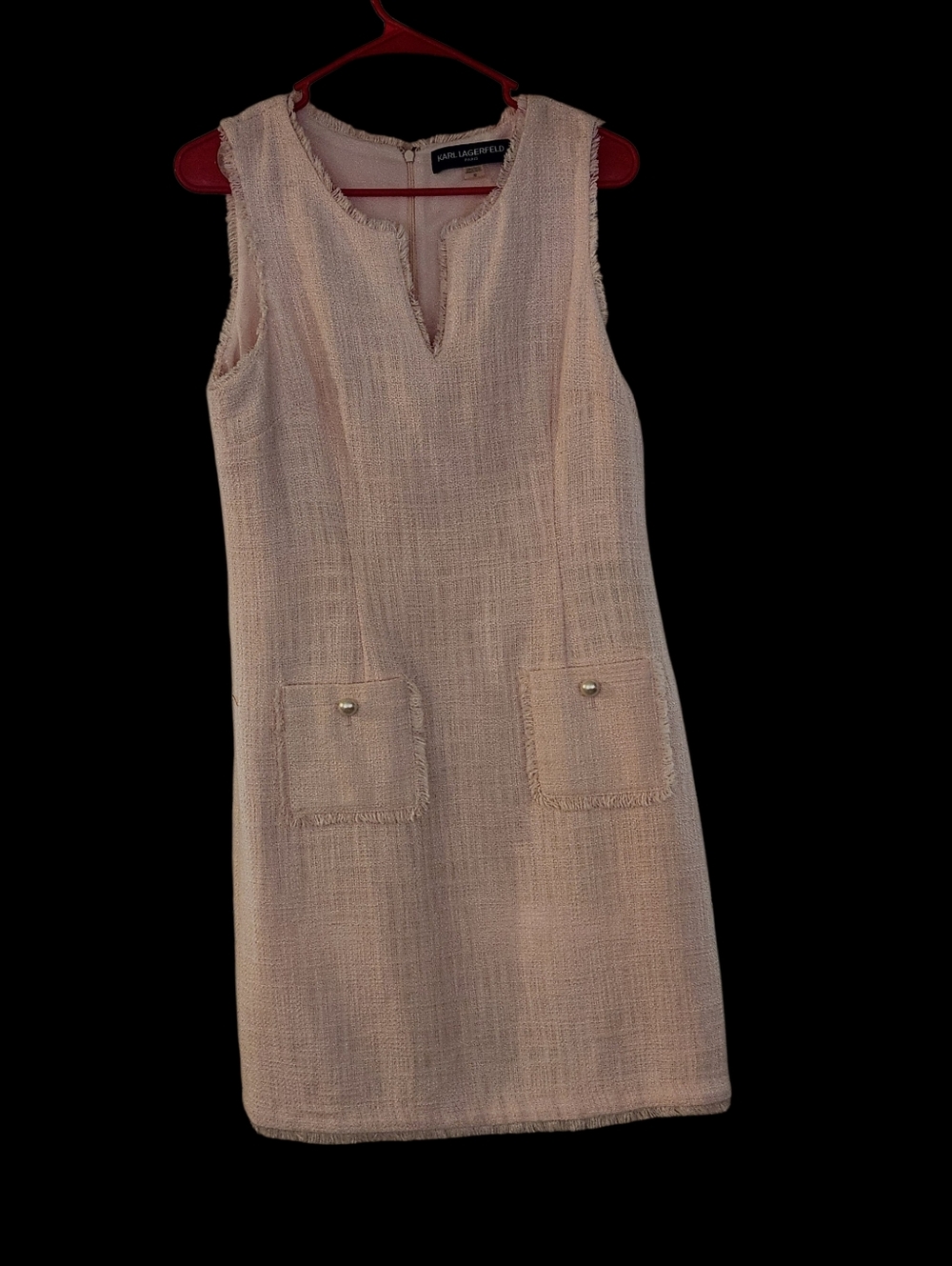 Karl Lagerfeld Blush Textured Sleeveless Shift Dress